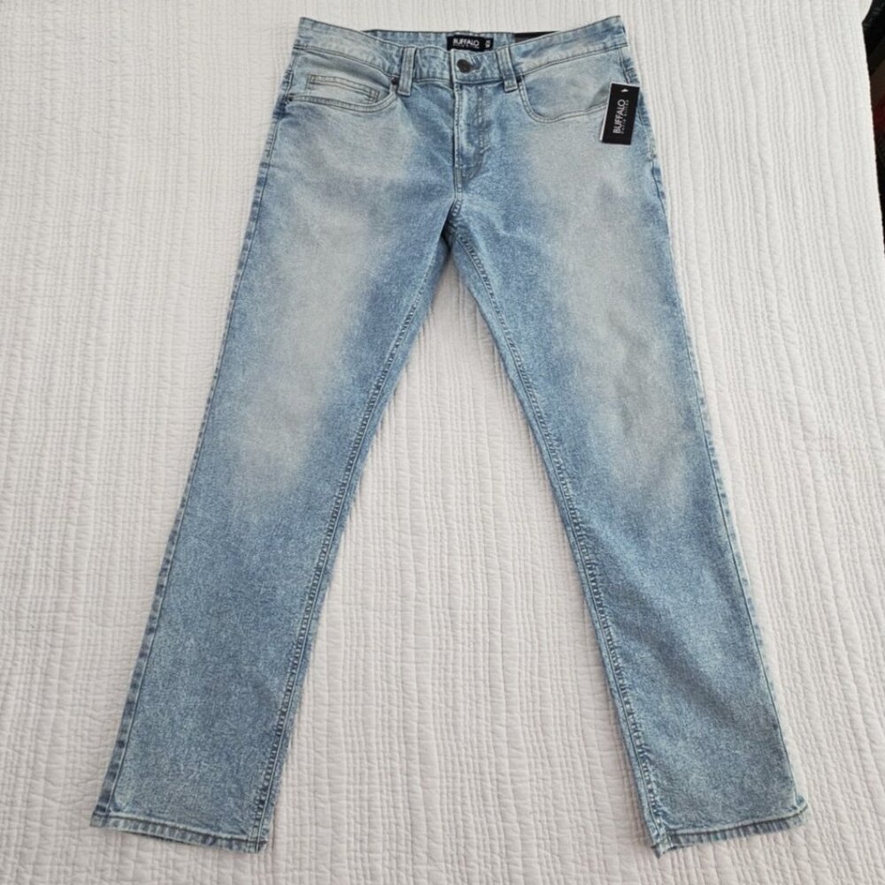 Buffalo David Bitton Ash Jeans Men's 34x30 Light Stone Wash Stretch NEW Straight